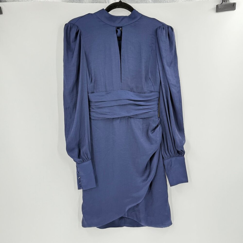 Bardot Navy Louise Tiered Dress 100% Polyester Long Sleeve Keyhole Back, Size 2 - Picture 3 of 12